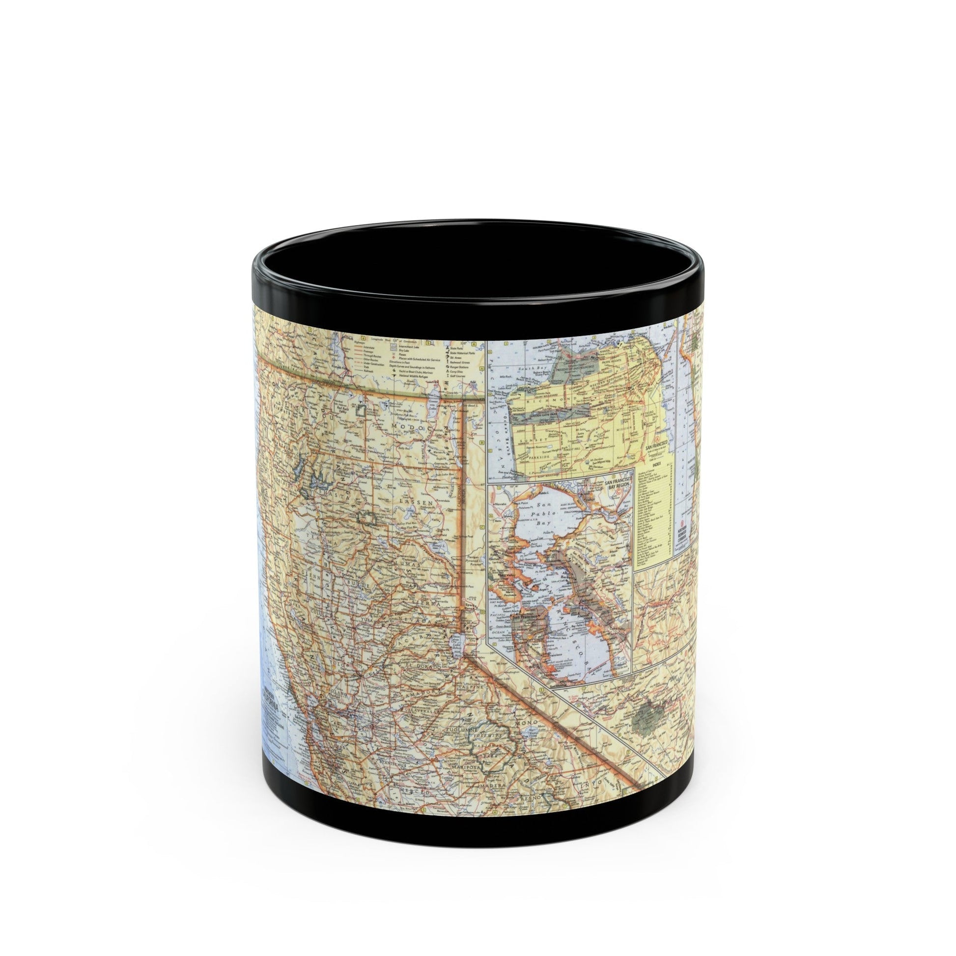 USA - California, Northern (1966) (Map) Black Coffee Mug-11oz-The Sticker Space