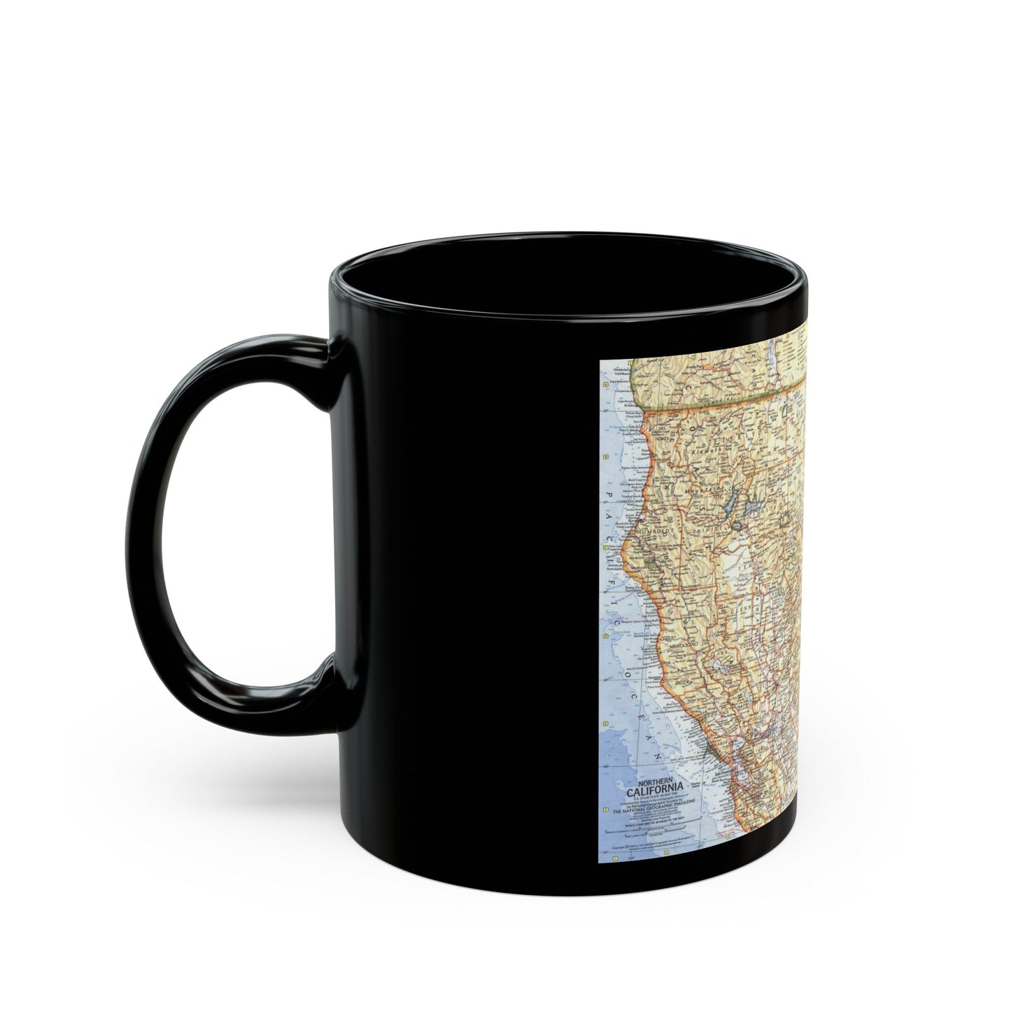 USA - California, Northern (1966) (Map) Black Coffee Mug-The Sticker Space