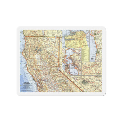 USA - California, Northern (1966) (Map) Refrigerator Magnet-3" x 3"-The Sticker Space