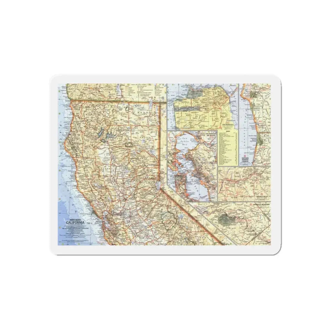 USA - California, Northern (1966) (Map) Refrigerator Magnet 5 Inch - The Sticker Space