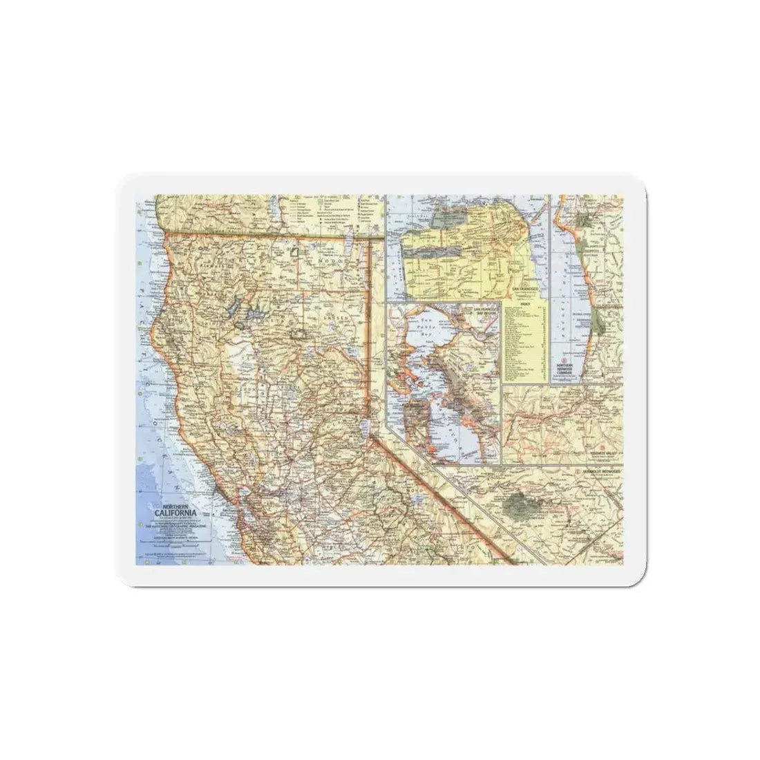 USA - California, Northern (1966) (Map) Refrigerator Magnet 6 Inch - The Sticker Space