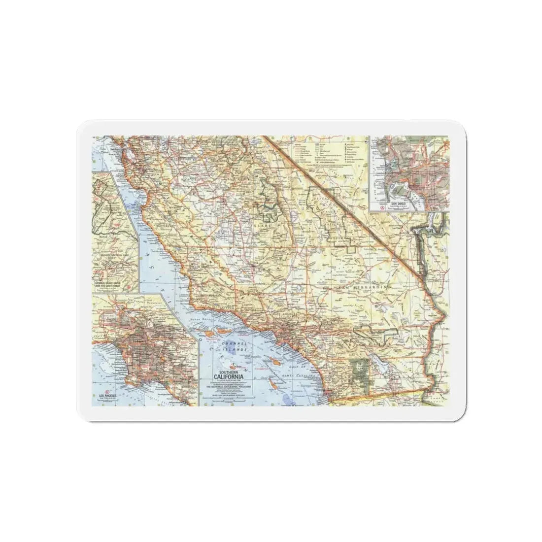USA - California, Southern (1966) (Map) Refrigerator Magnet 4 Inch - The Sticker Space