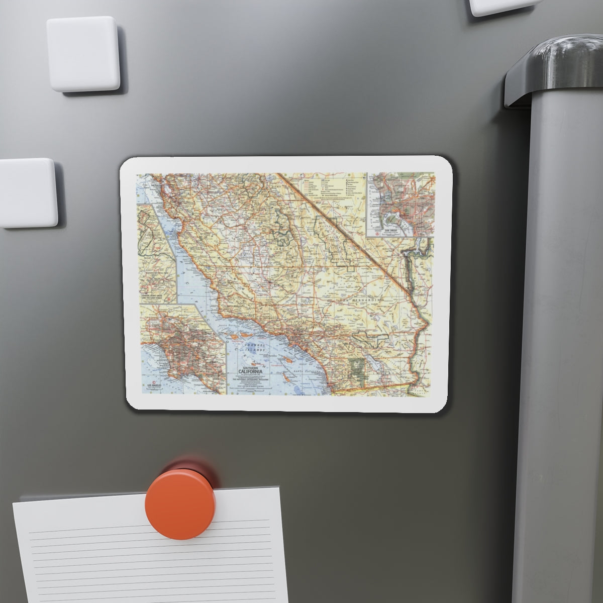 USA - California, Southern (1966) (Map) Refrigerator Magnet-The Sticker Space