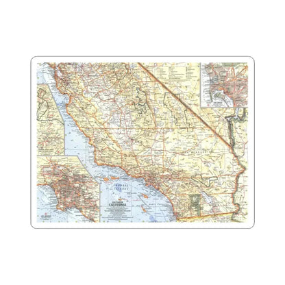 USA - California, Southern (1966) (Map) STICKER Vinyl Kiss-Cut Decal 4 Inch White - The Sticker Space