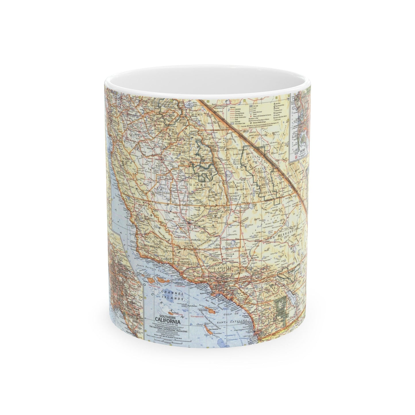 USA - California, Southern (1966) (Map) White Coffee Mug-11oz-The Sticker Space