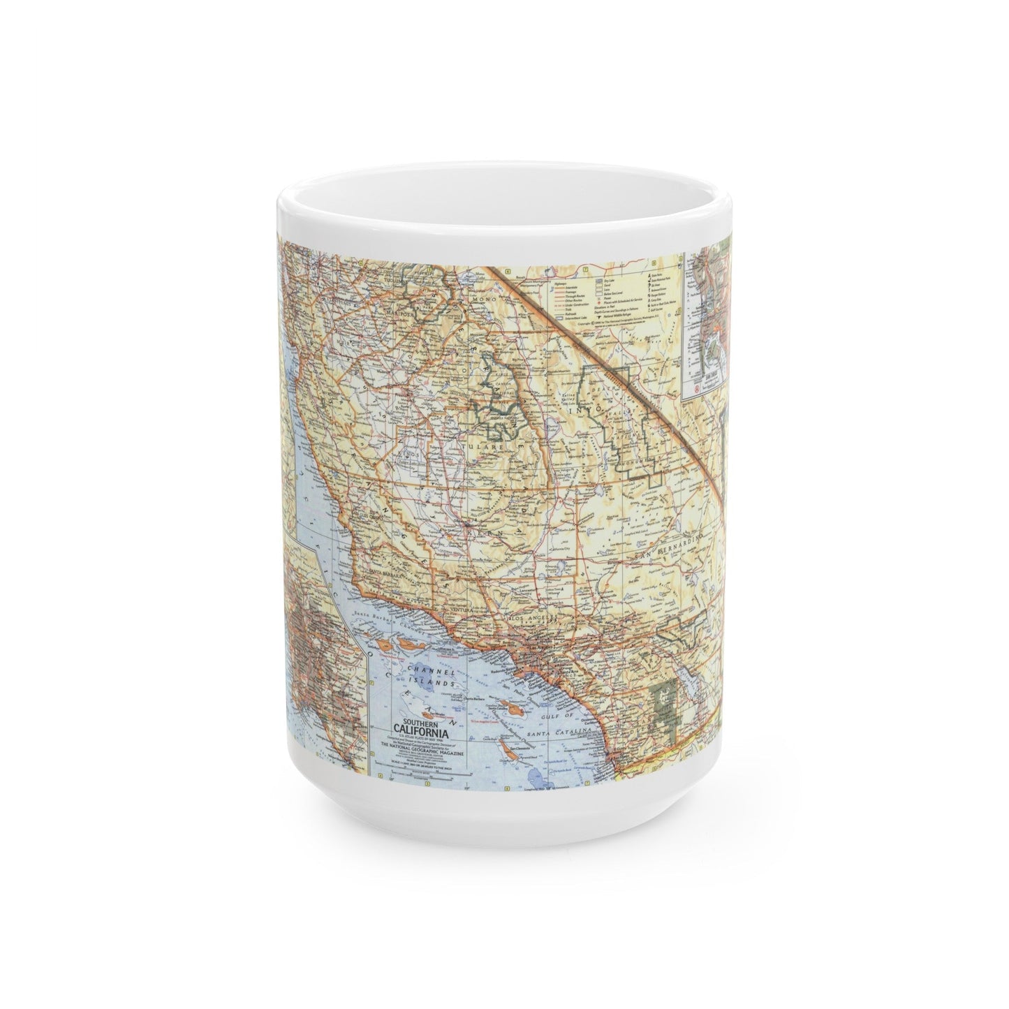 USA - California, Southern (1966) (Map) White Coffee Mug-15oz-The Sticker Space