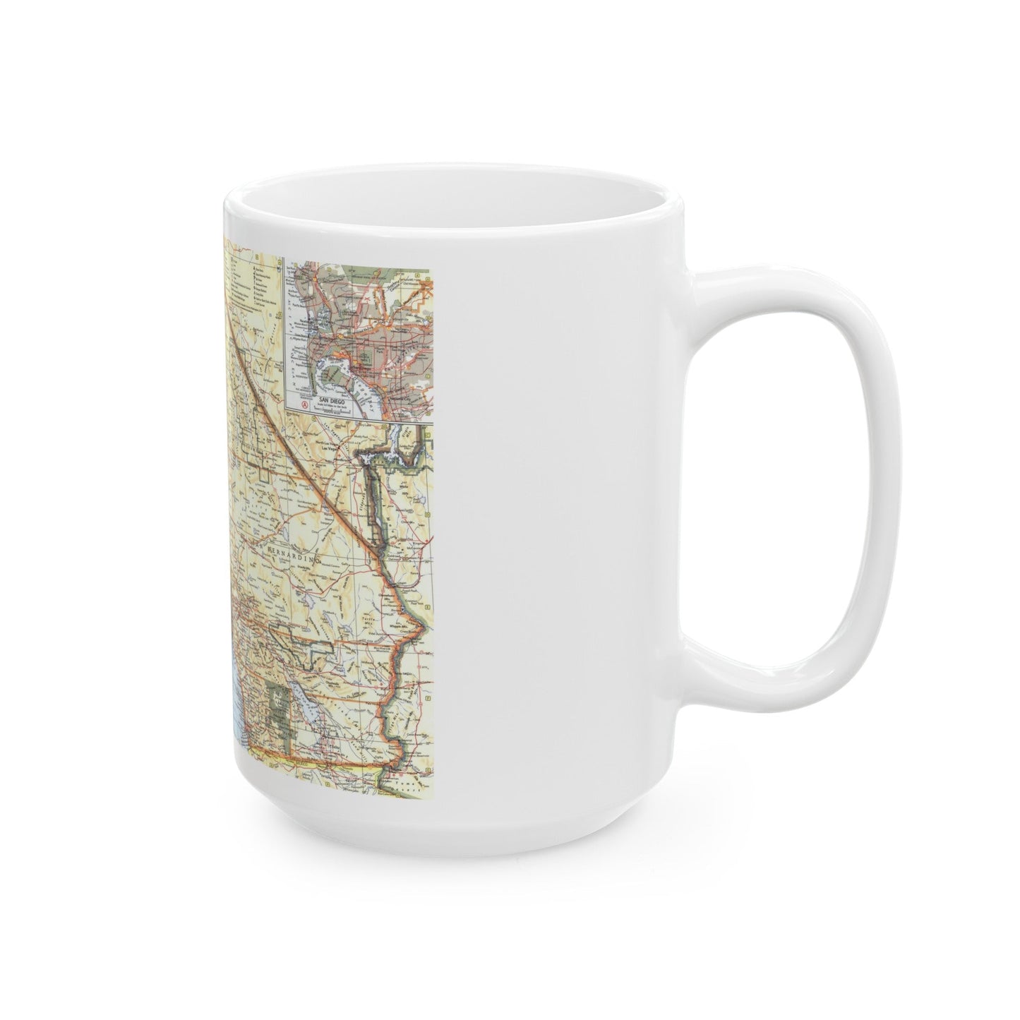 USA - California, Southern (1966) (Map) White Coffee Mug-The Sticker Space