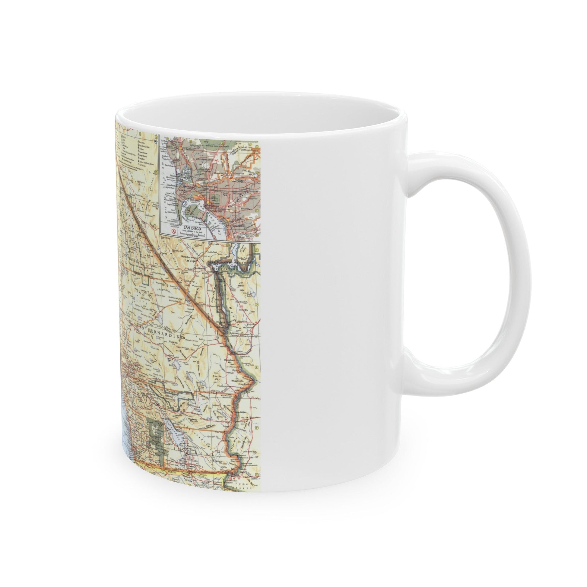 USA - California, Southern (1966) (Map) White Coffee Mug-The Sticker Space