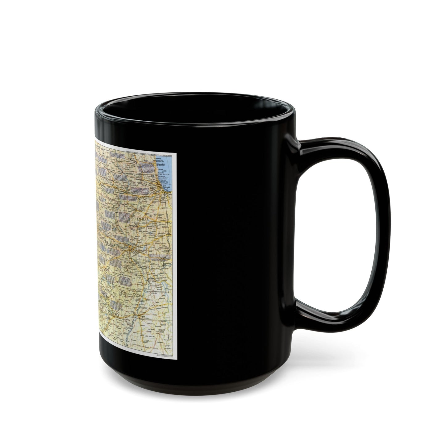 USA - Central Plains 1 (1985) (Map) Black Coffee Mug-The Sticker Space