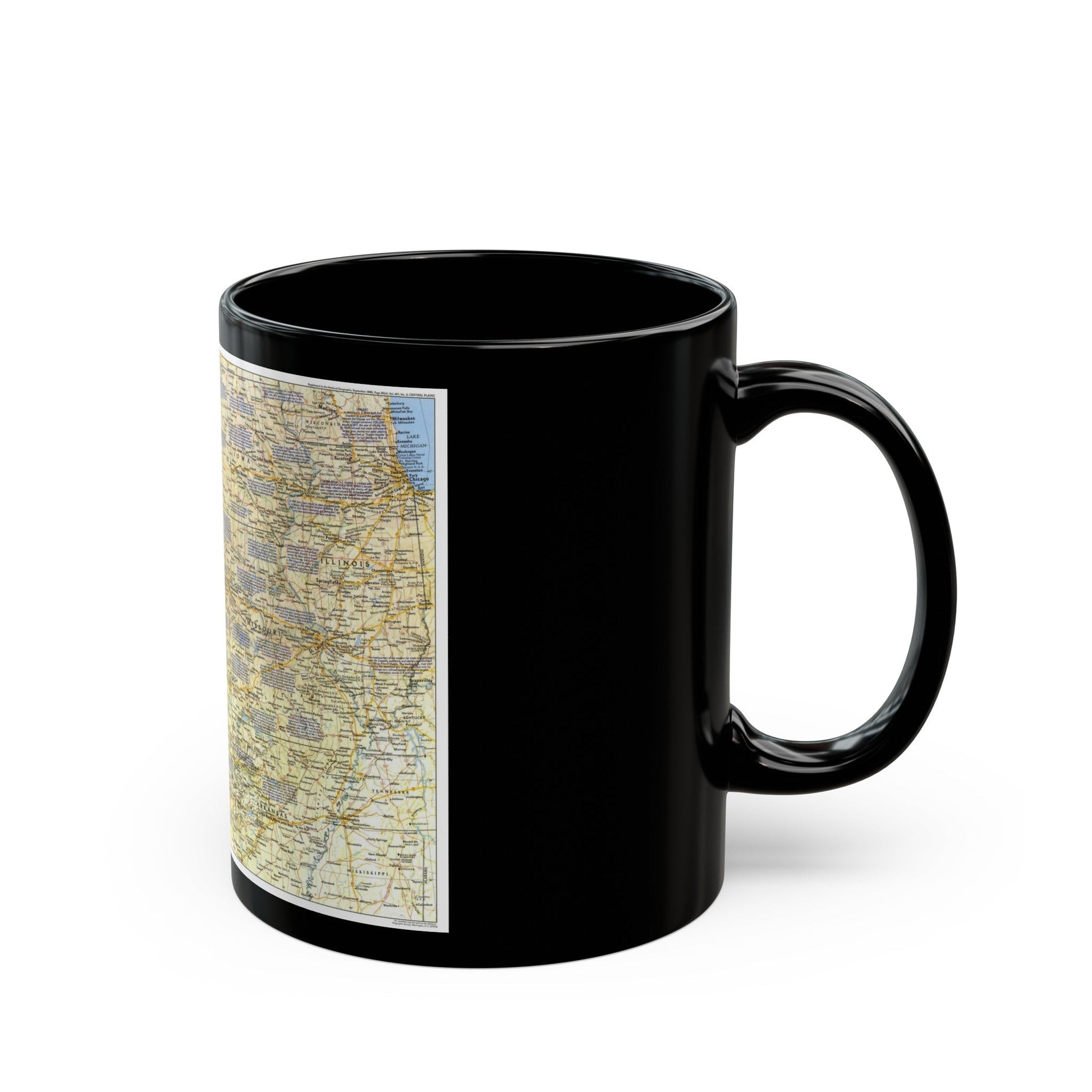 USA - Central Plains 1 (1985) (Map) Black Coffee Mug-The Sticker Space