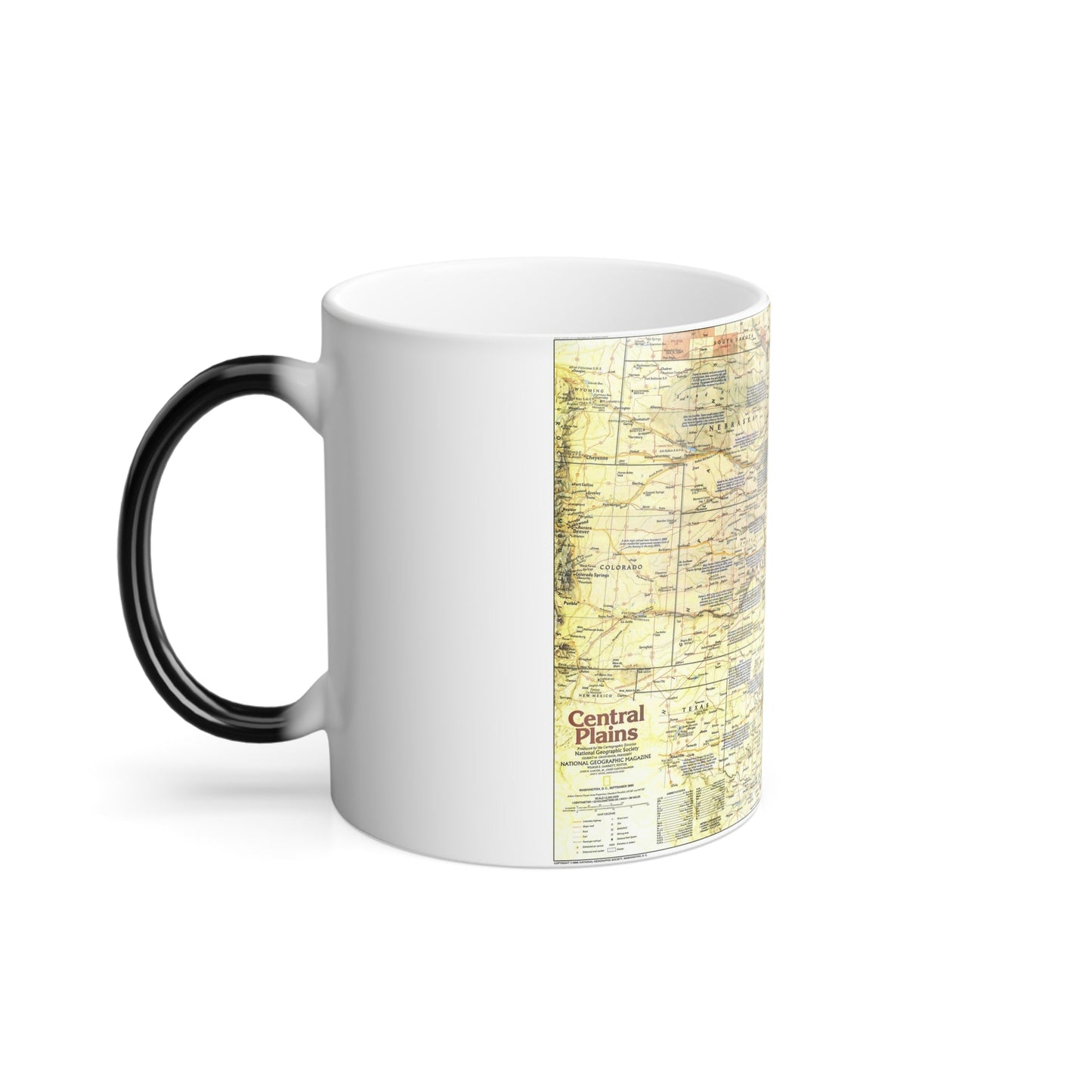 USA - Central Plains 1 (1985) (Map) Color Changing Mug 11oz-11oz-The Sticker Space