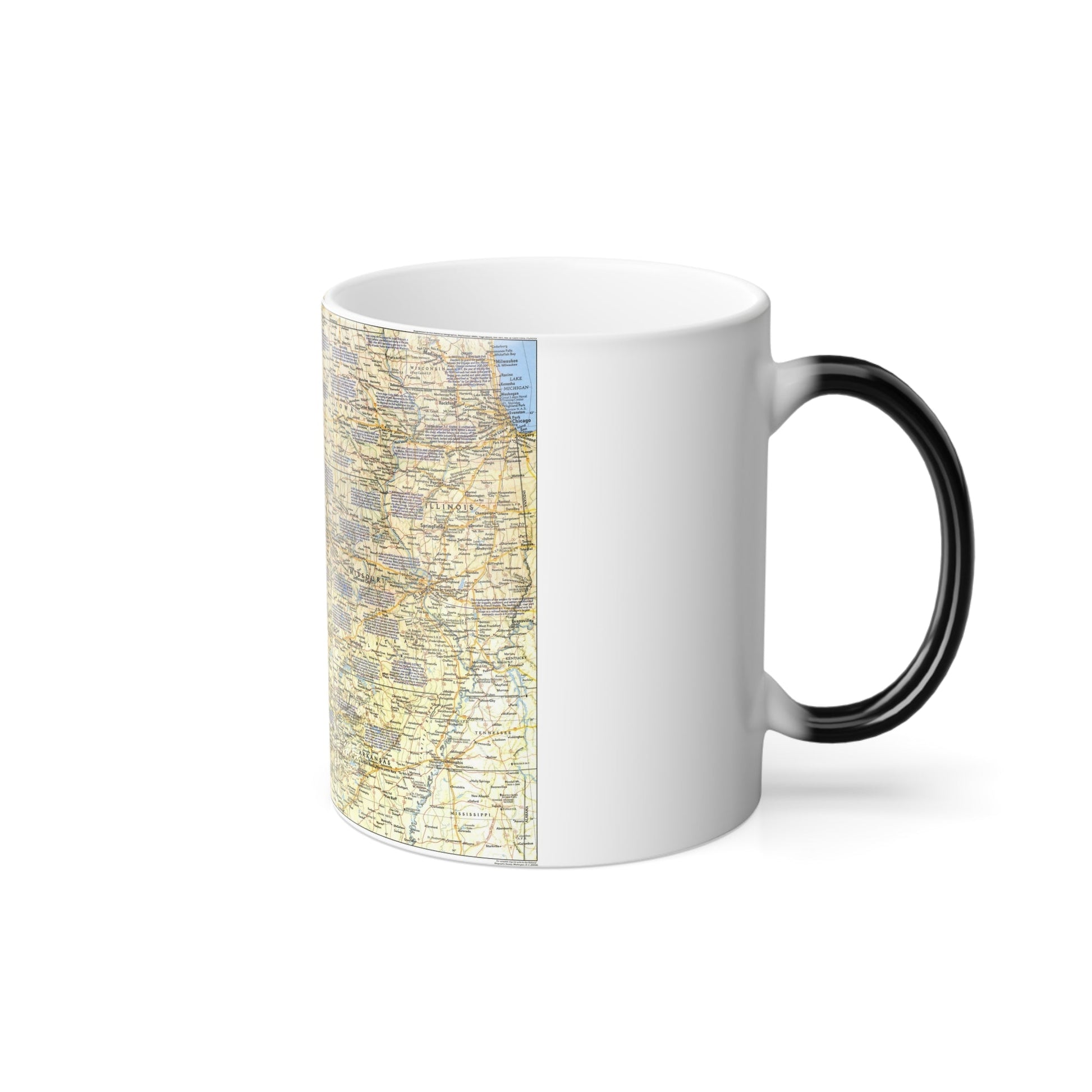 USA - Central Plains 1 (1985) (Map) Color Changing Mug 11oz-11oz-The Sticker Space