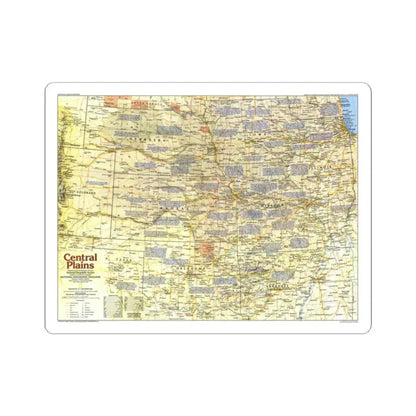 USA - Central Plains 1 (1985) (Map) STICKER Vinyl Kiss-Cut Decal 2 Inch White - The Sticker Space