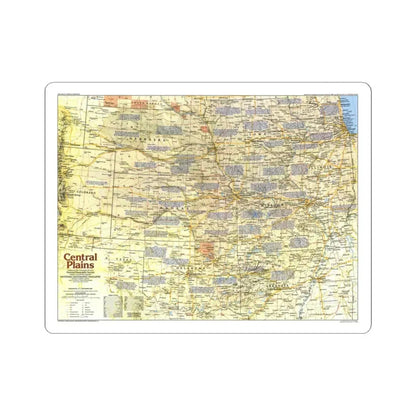 USA - Central Plains 1 (1985) (Map) STICKER Vinyl Kiss-Cut Decal 3 Inch White - The Sticker Space