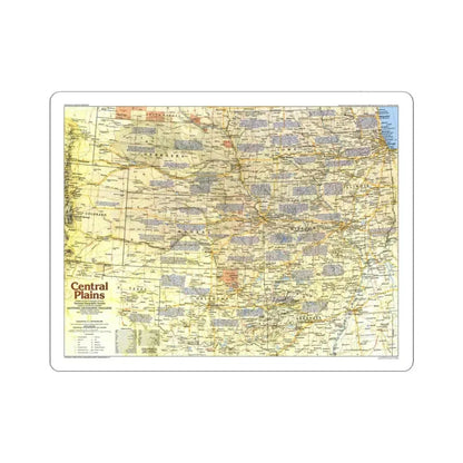 USA - Central Plains 1 (1985) (Map) STICKER Vinyl Kiss-Cut Decal 4 Inch White - The Sticker Space