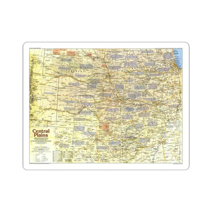 USA - Central Plains 1 (1985) (Map) STICKER Vinyl Kiss-Cut Decal 6 Inch White - The Sticker Space