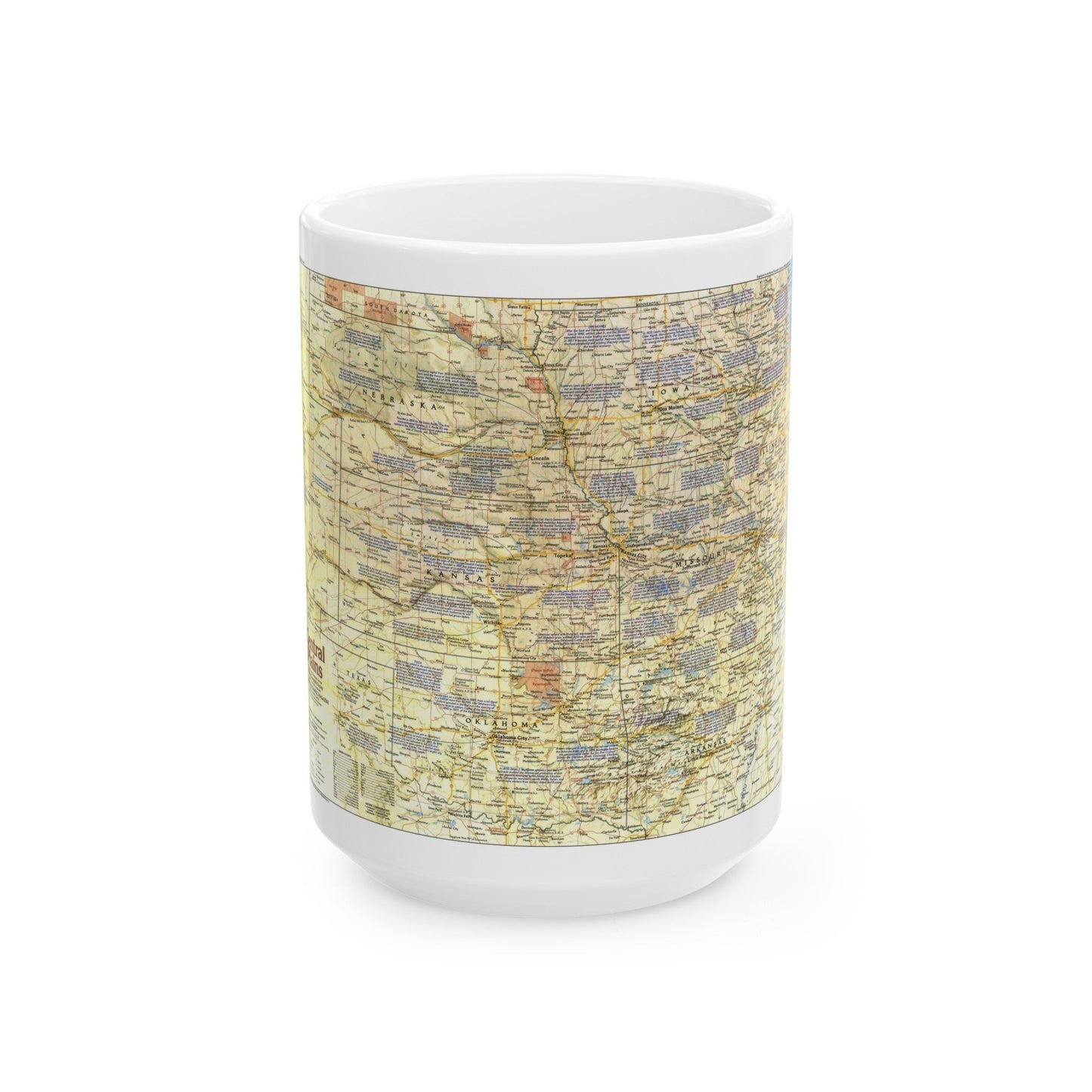 USA - Central Plains 1 (1985) (Map) White Coffee Mug-15oz-The Sticker Space