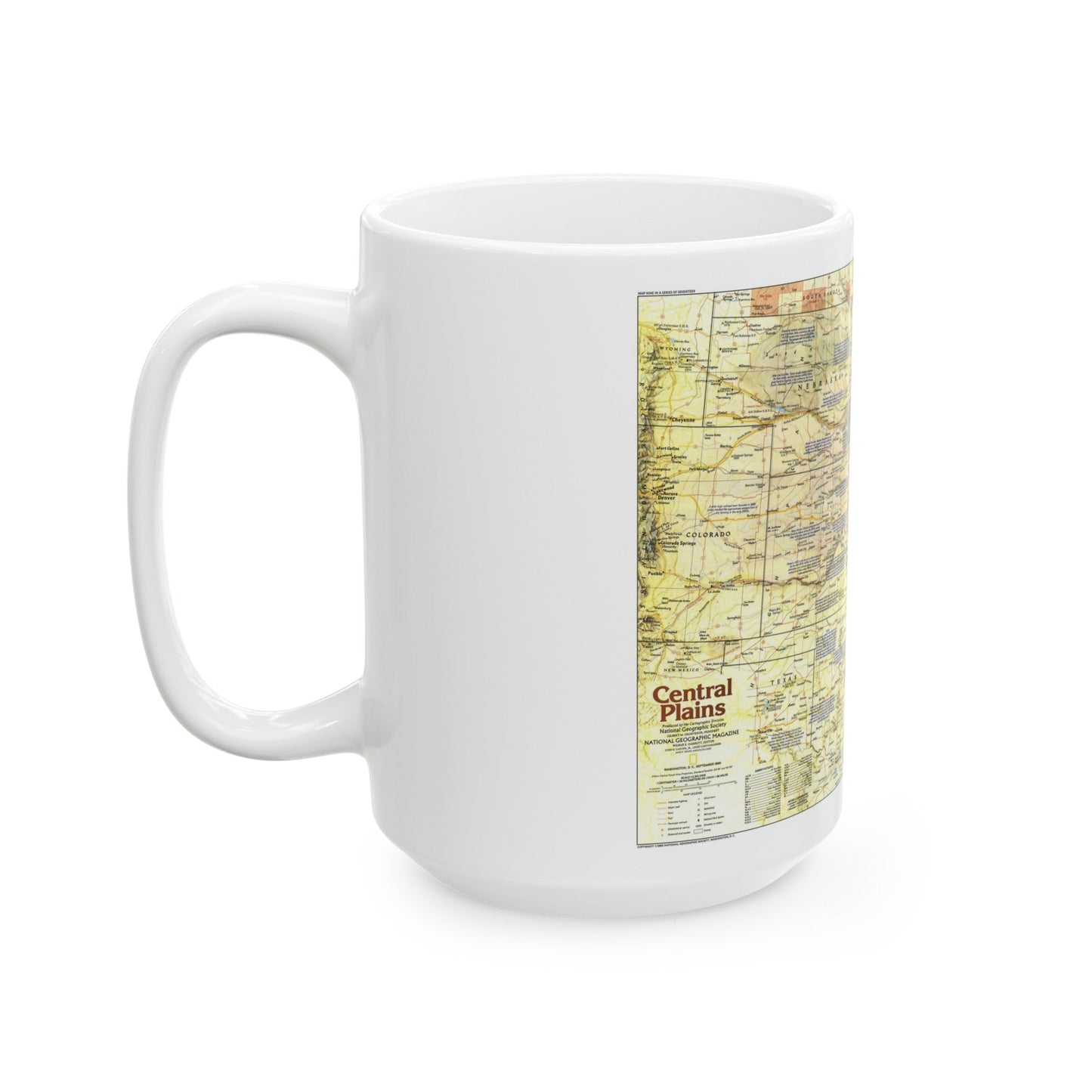 USA - Central Plains 1 (1985) (Map) White Coffee Mug-The Sticker Space