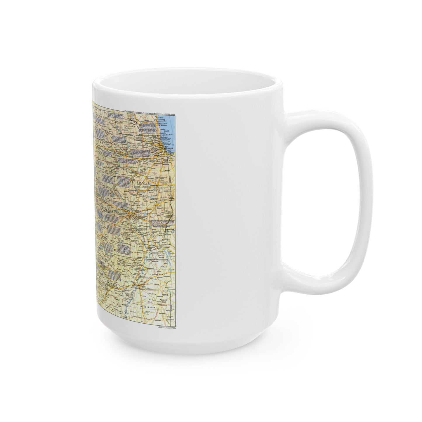 USA - Central Plains 1 (1985) (Map) White Coffee Mug-The Sticker Space