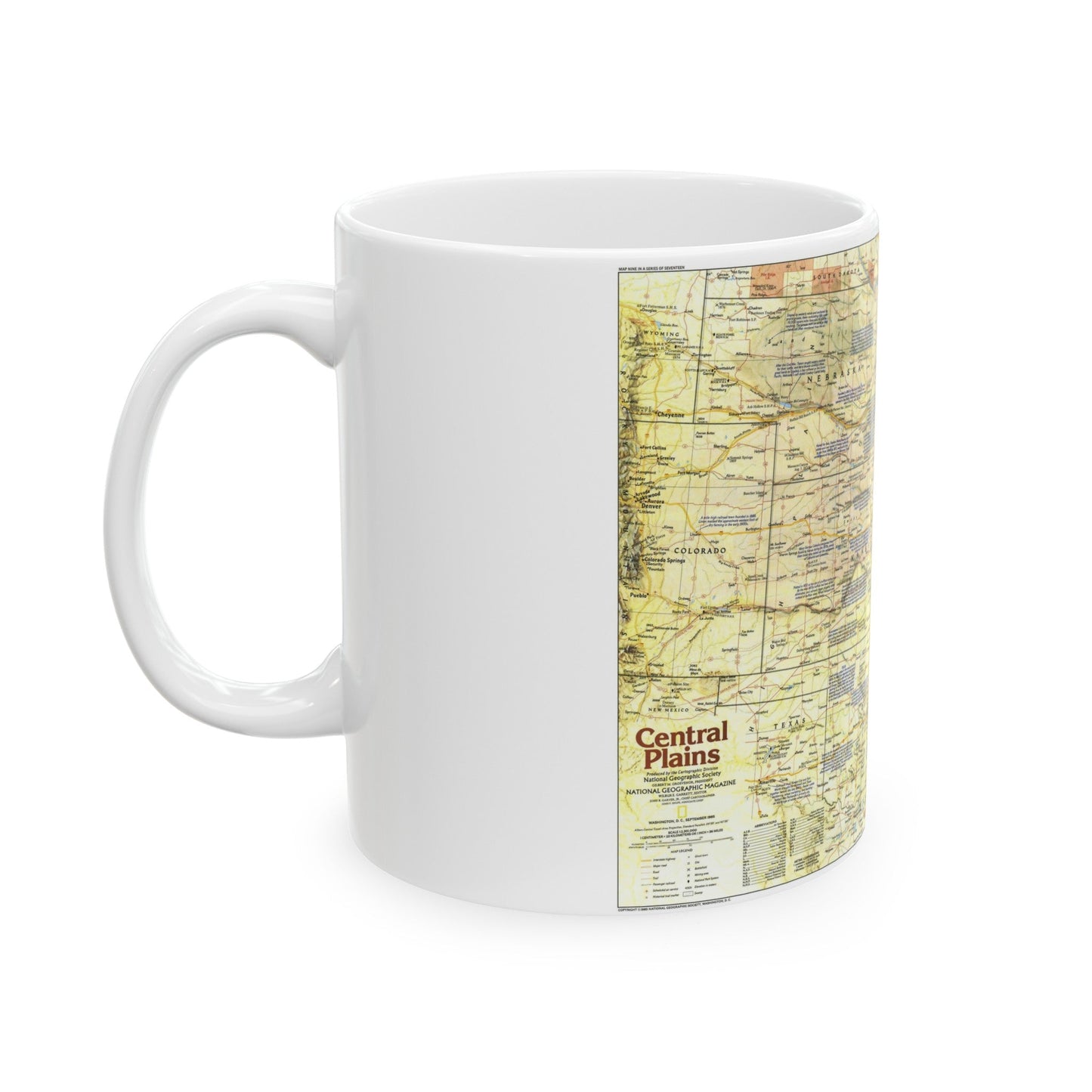 USA - Central Plains 1 (1985) (Map) White Coffee Mug-The Sticker Space