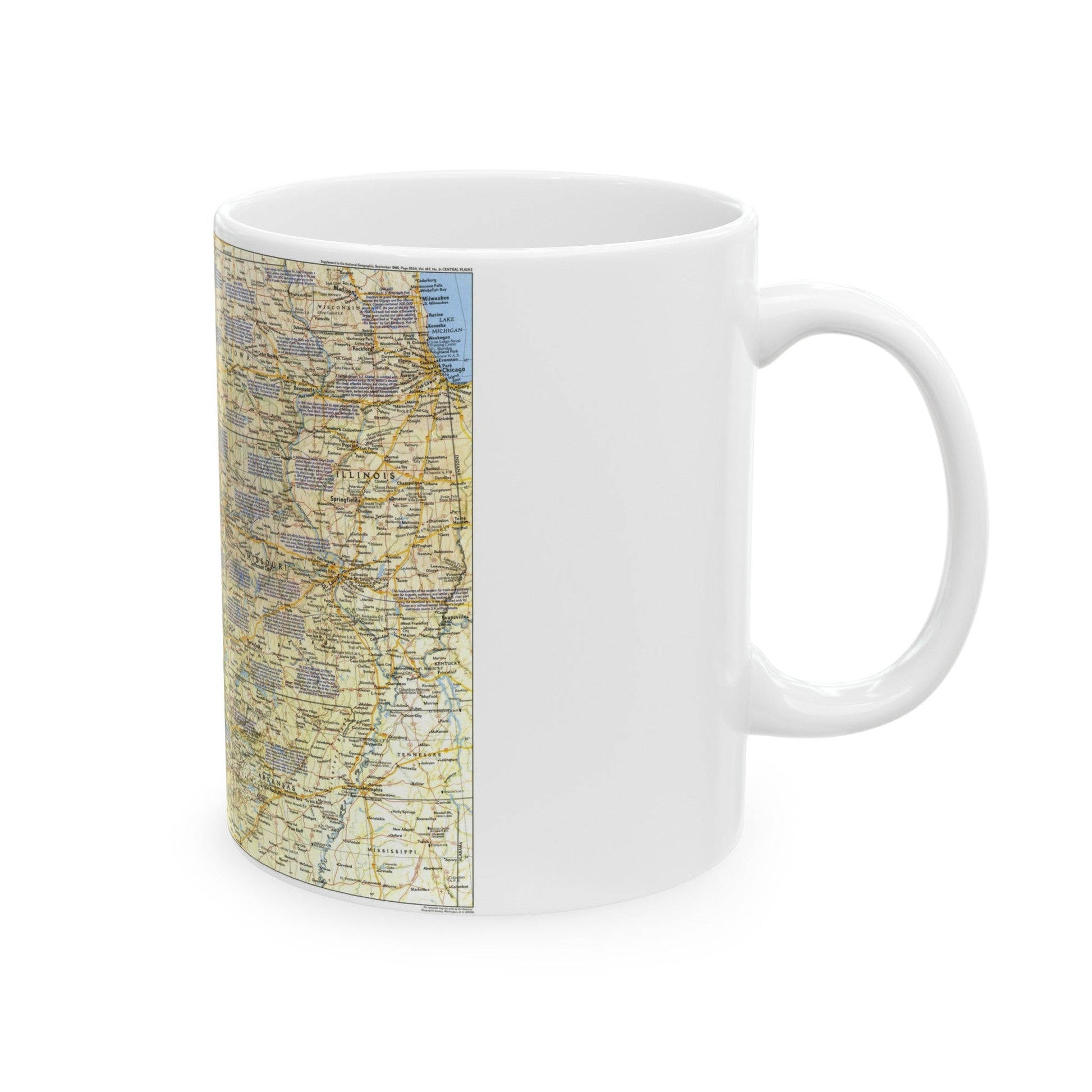 USA - Central Plains 1 (1985) (Map) White Coffee Mug-The Sticker Space