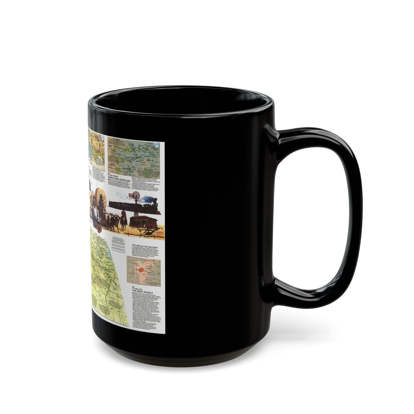 USA - Central Plains 2 (1985) (Map) Black Coffee Mug-The Sticker Space