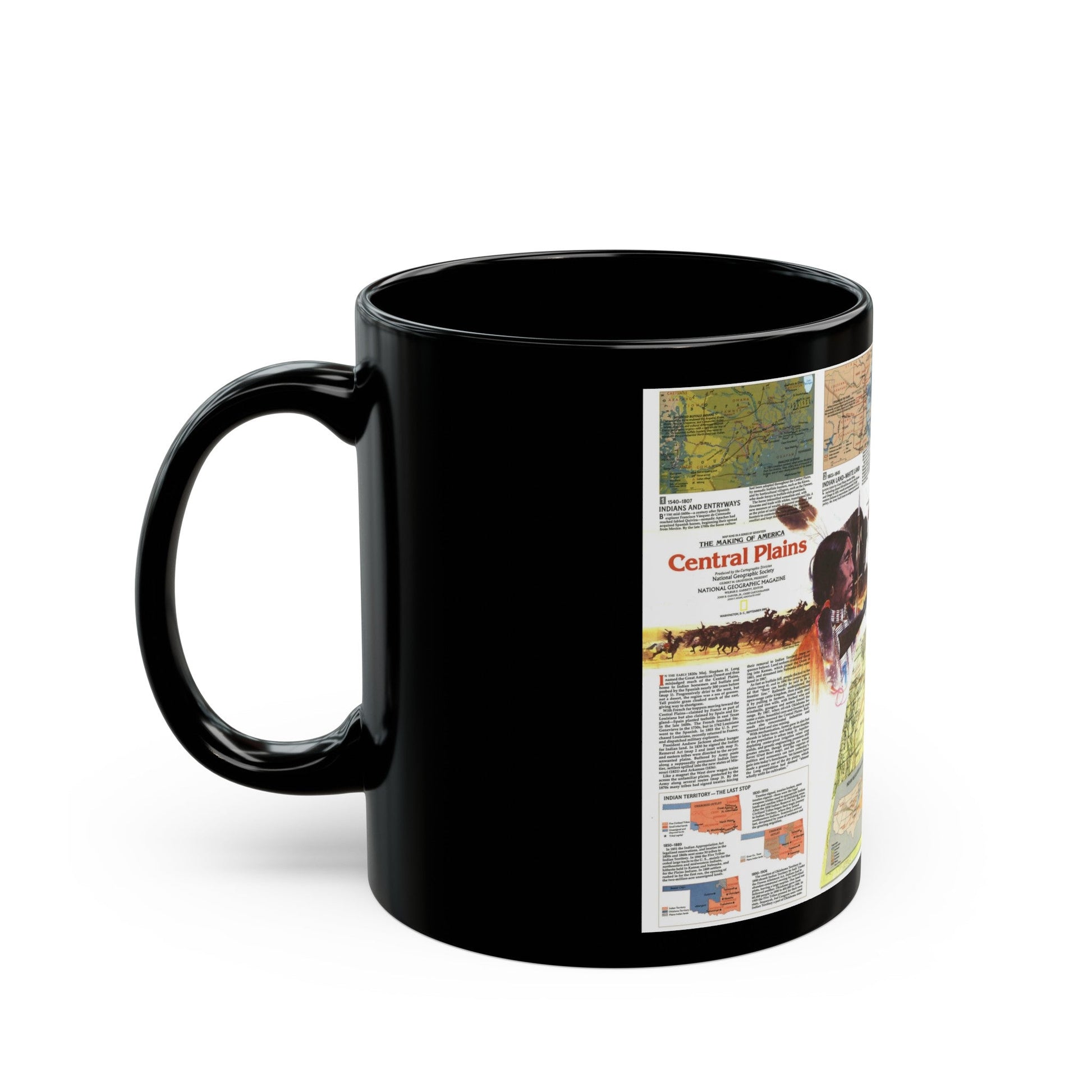 USA - Central Plains 2 (1985) (Map) Black Coffee Mug-The Sticker Space