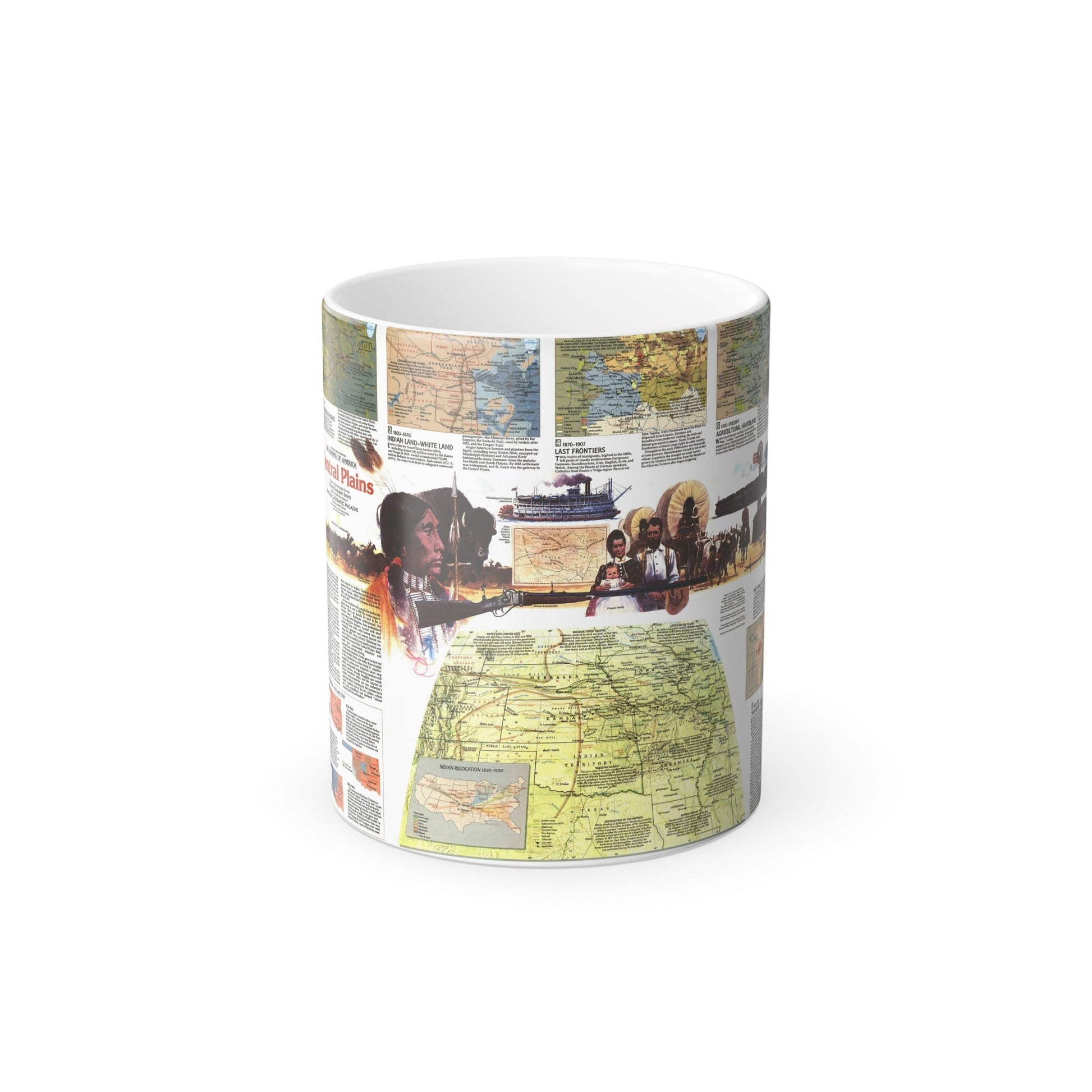 USA - Central Plains 2 (1985) (Map) Color Changing Mug 11oz-11oz-The Sticker Space