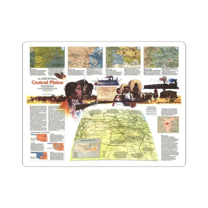 USA - Central Plains 2 (1985) (Map) STICKER Vinyl Kiss-Cut Decal 2 Inch White - The Sticker Space