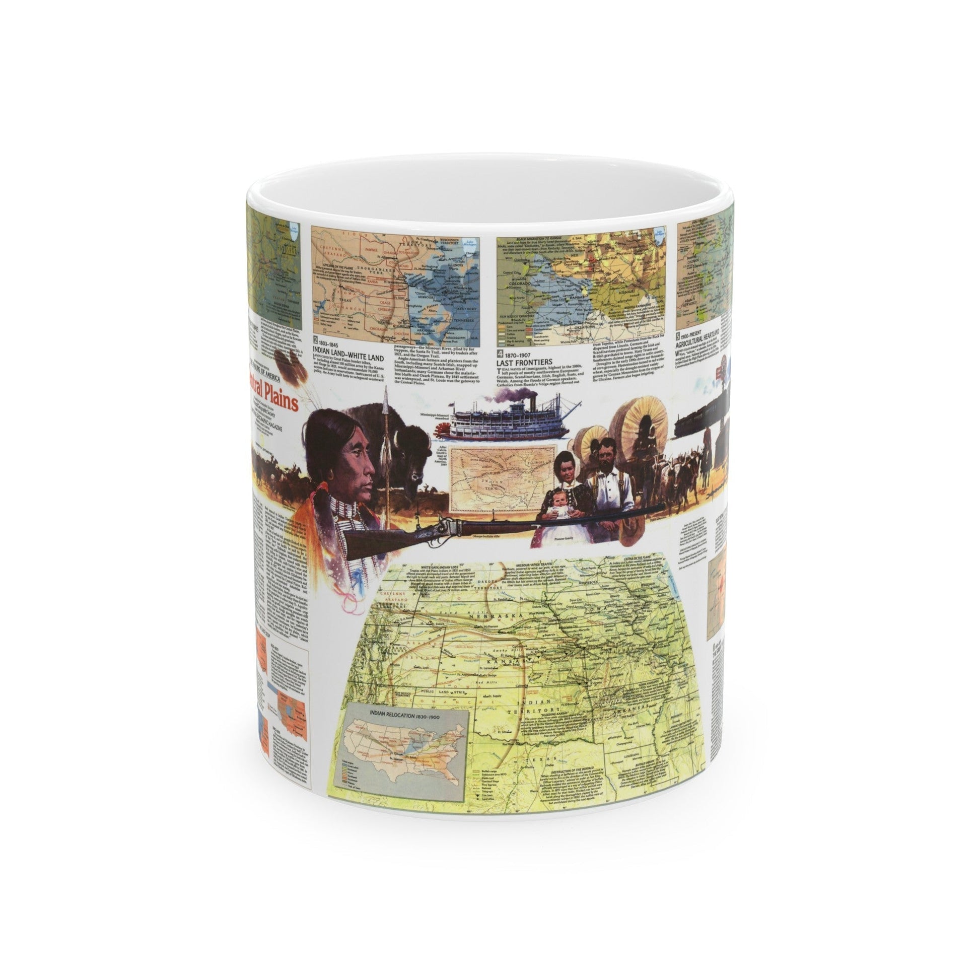 USA - Central Plains 2 (1985) (Map) White Coffee Mug-11oz-The Sticker Space