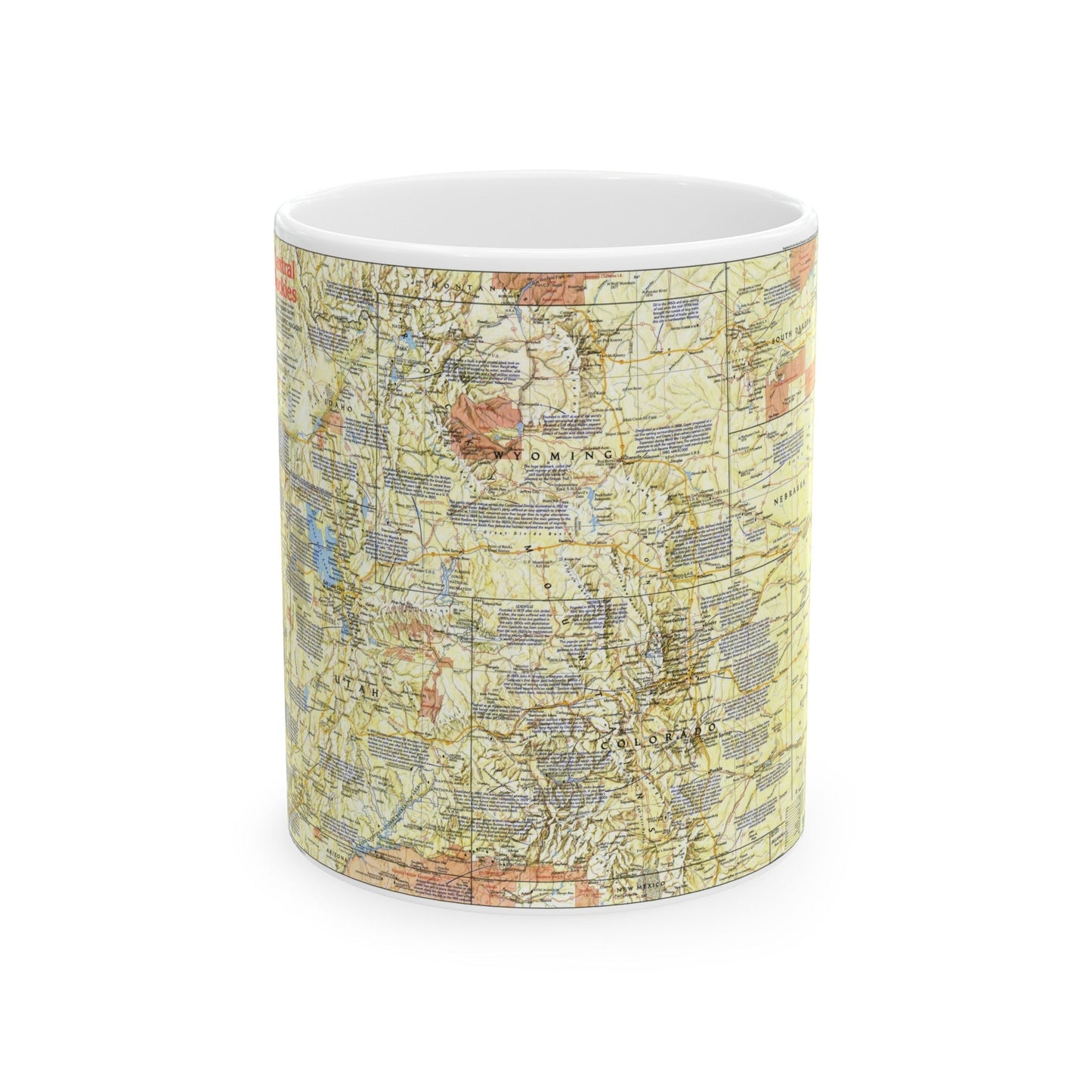 USA - Central Rockies 1 (1984) (Map) White Coffee Mug-11oz-The Sticker Space