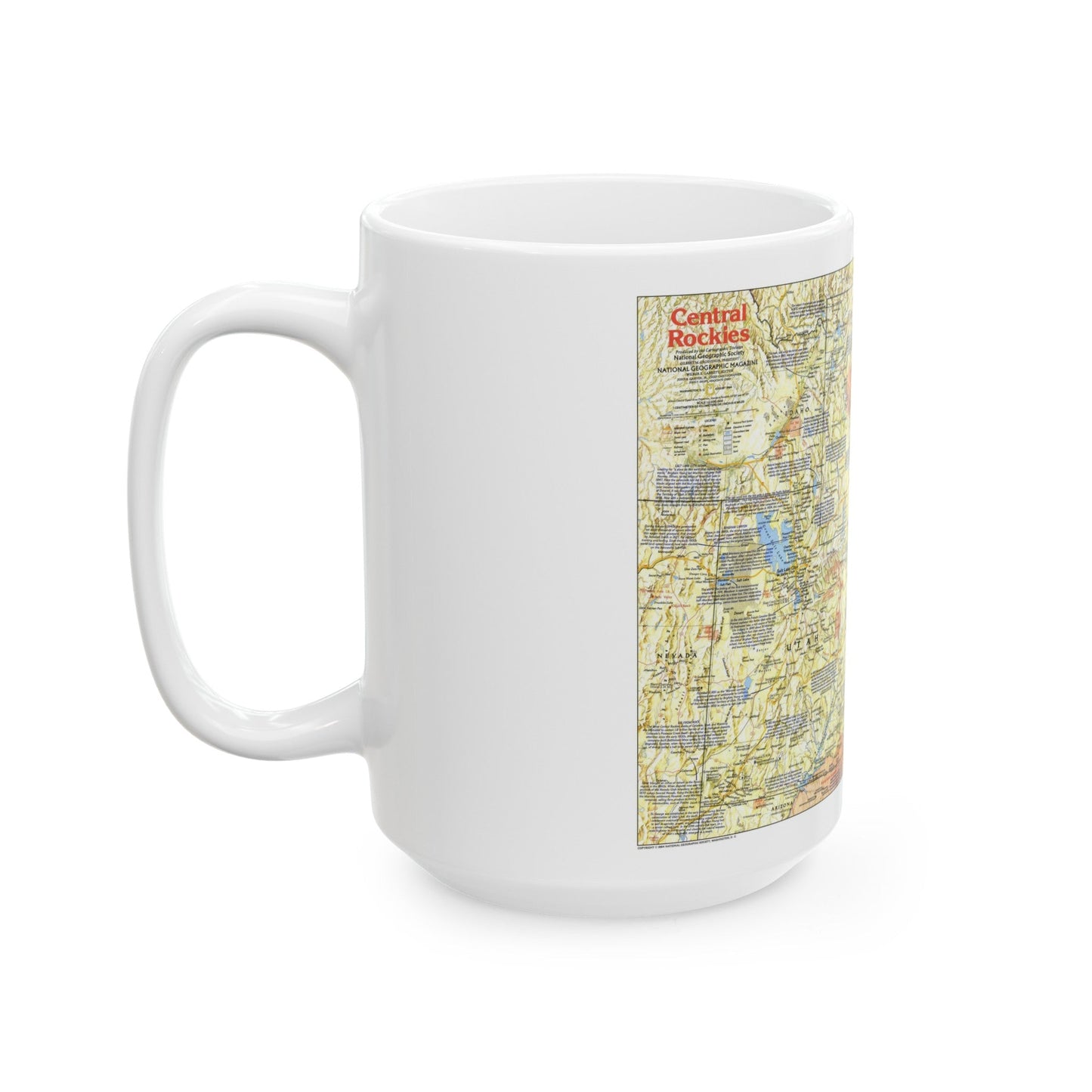 USA - Central Rockies 1 (1984) (Map) White Coffee Mug-The Sticker Space