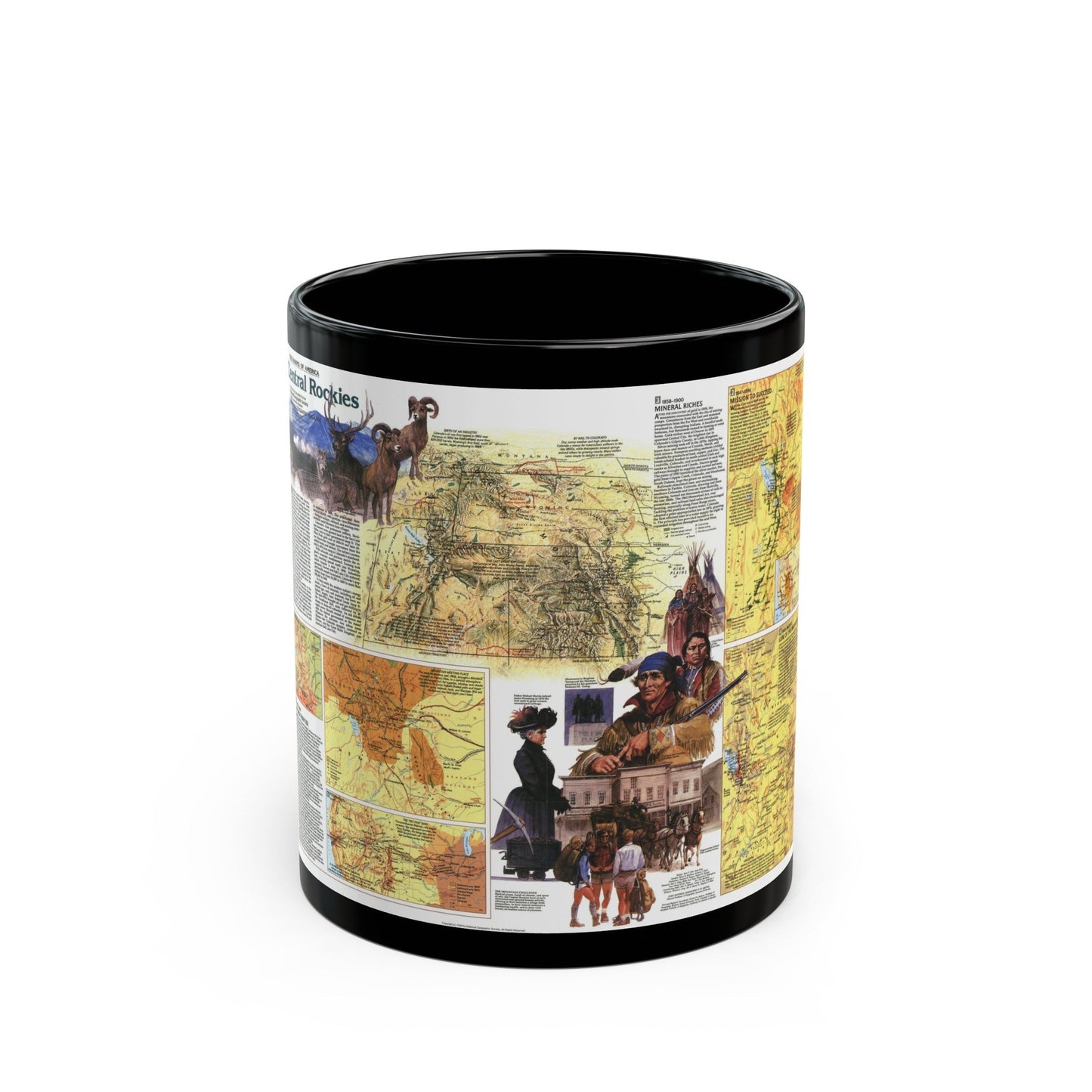 USA - Central Rockies 2 (1984) (Map) Black Coffee Mug-11oz-The Sticker Space