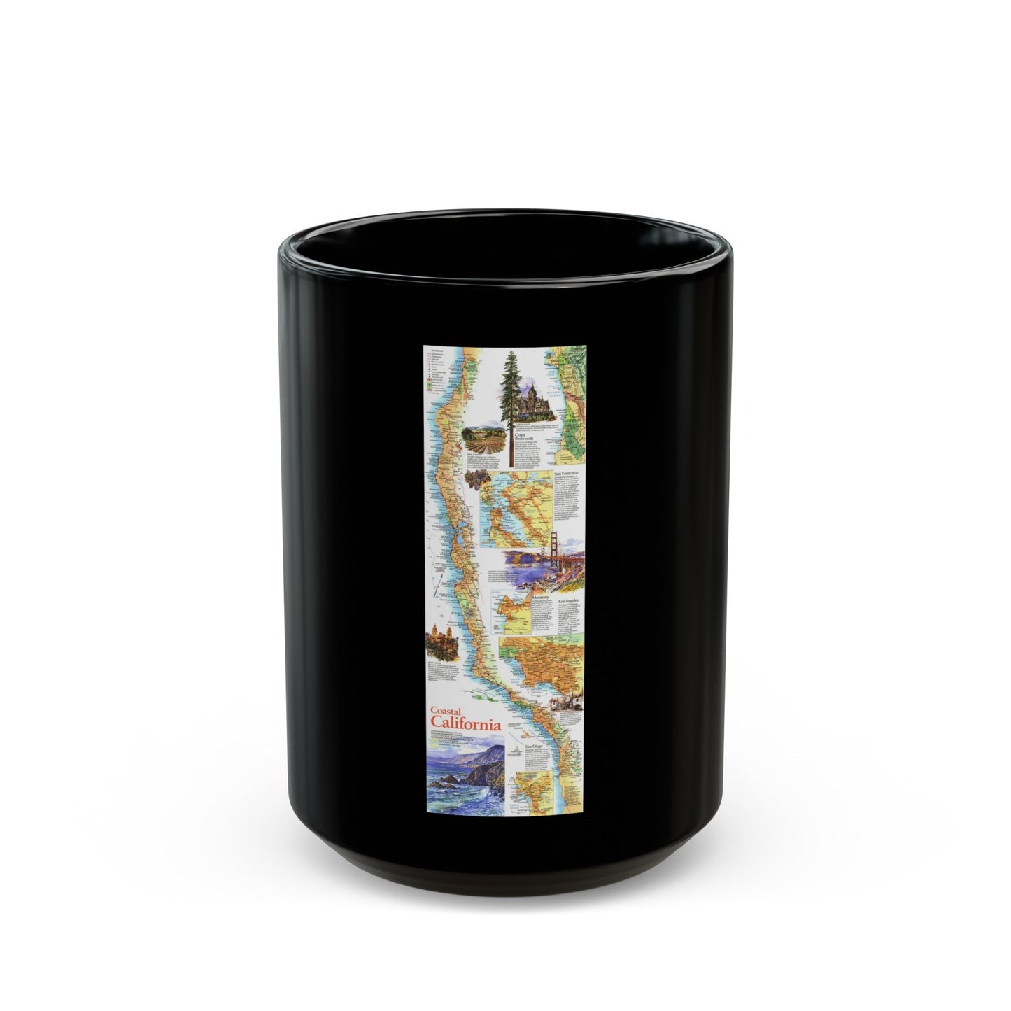 USA - Coastal California (1993) (Map) Black Coffee Mug-15oz-The Sticker Space