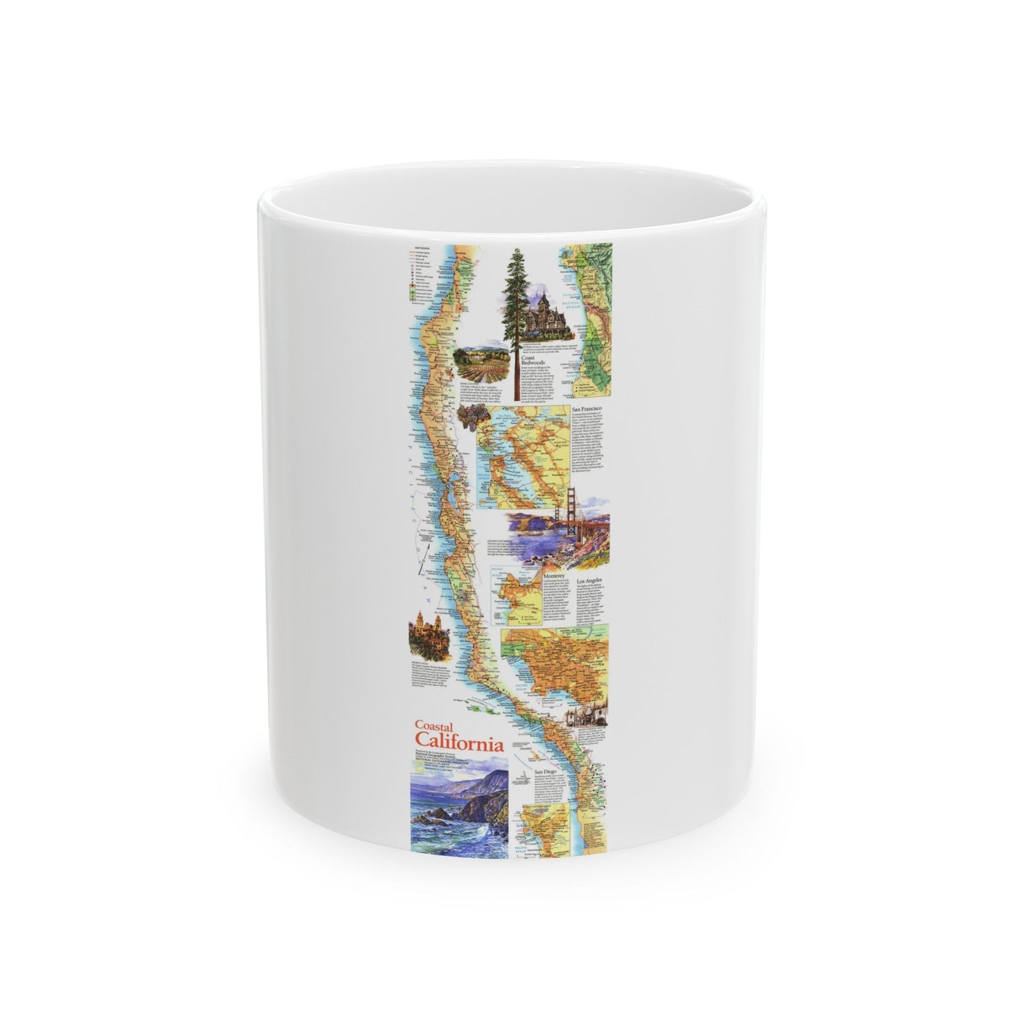 USA - Coastal California (1993) (Map) White Coffee Mug-11oz-The Sticker Space