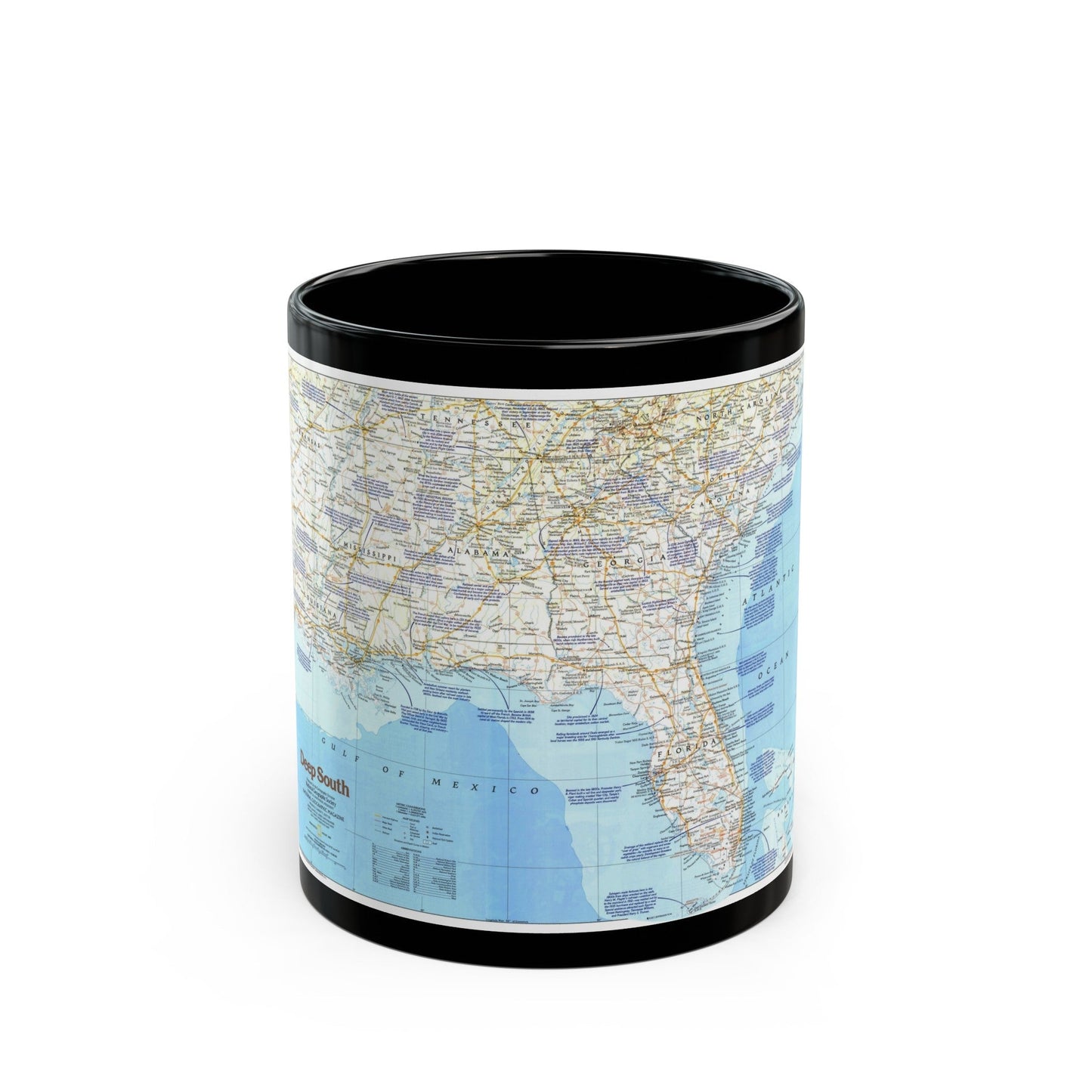 USA - Deep South 1 (1983) (Map) Black Coffee Mug-11oz-The Sticker Space