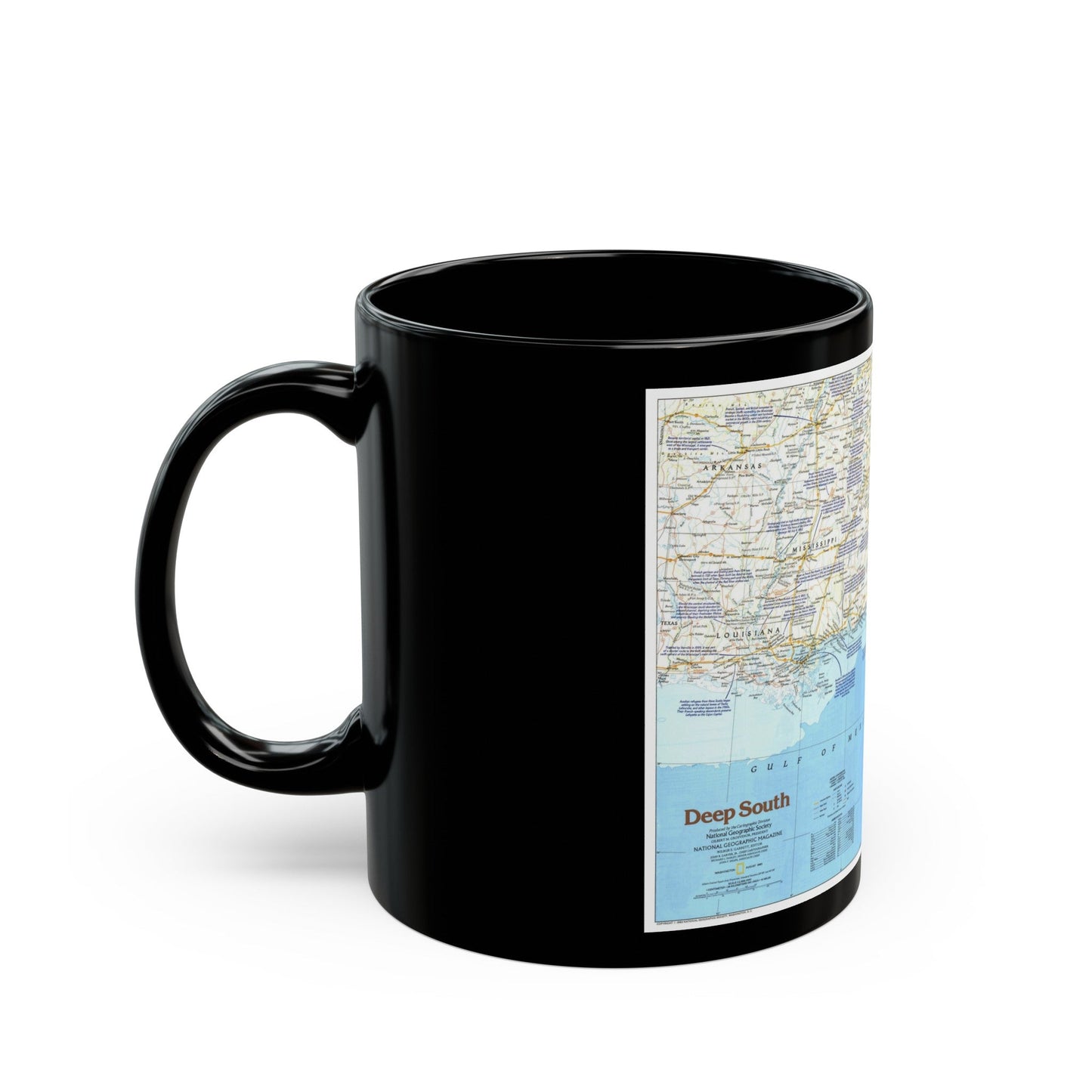 USA - Deep South 1 (1983) (Map) Black Coffee Mug-The Sticker Space