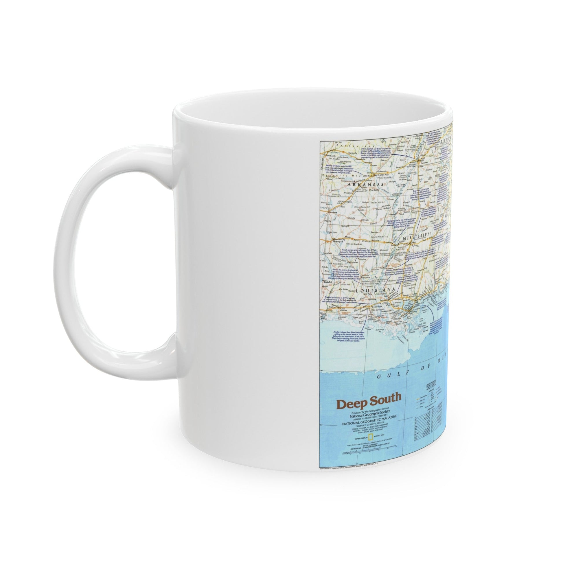 USA - Deep South 1 (1983) (Map) White Coffee Mug-The Sticker Space