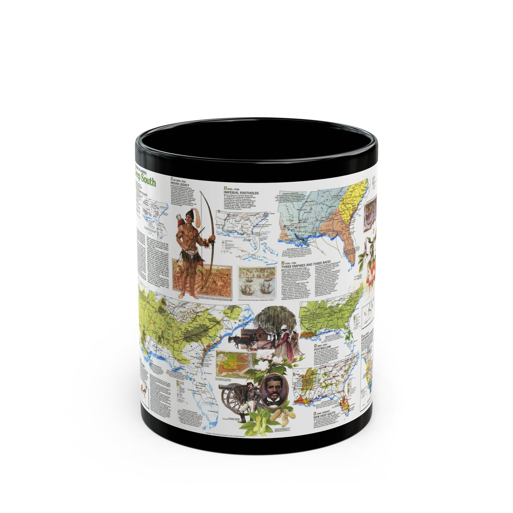 USA - Deep South 2 (1983) (Map) Black Coffee Mug-11oz-The Sticker Space