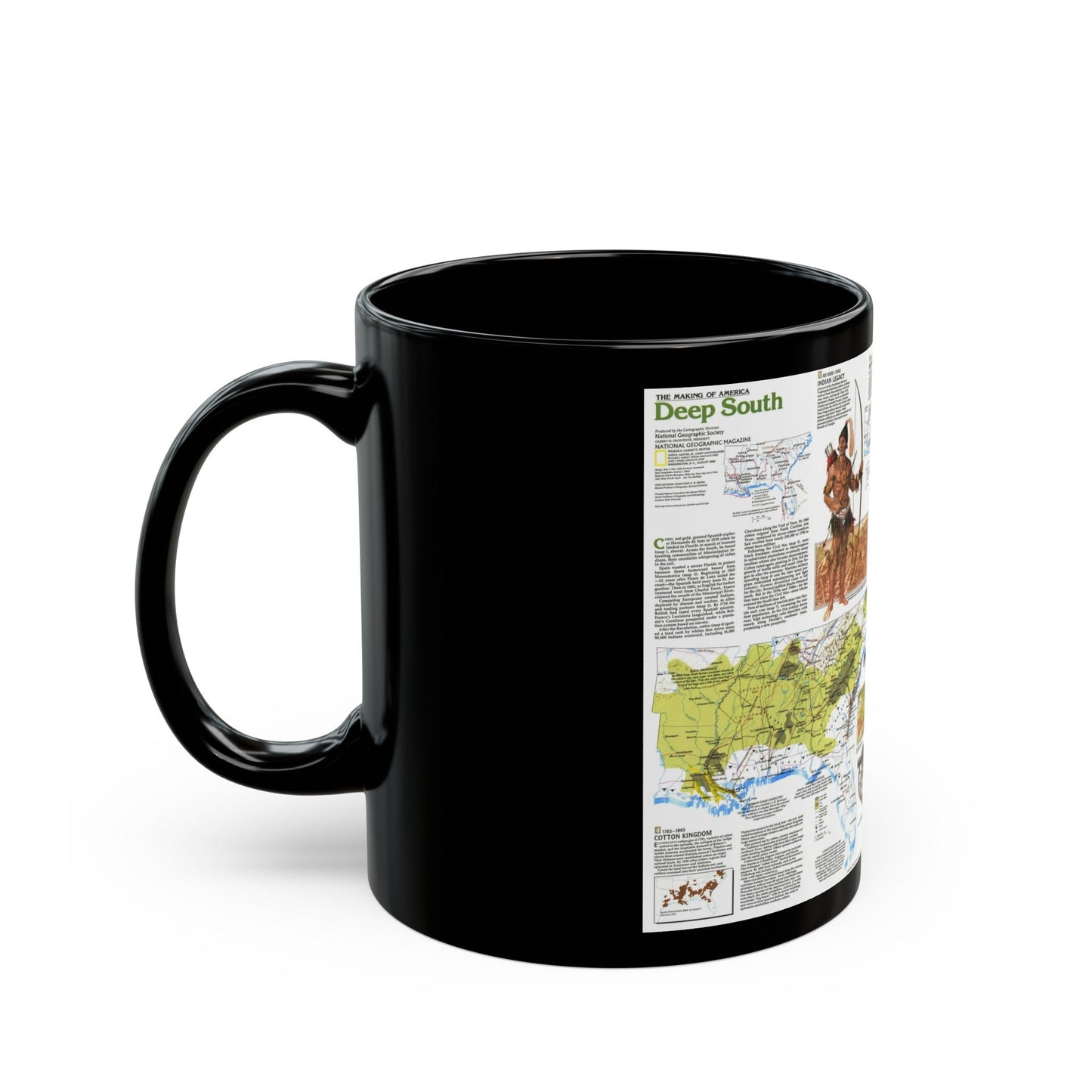 USA - Deep South 2 (1983) (Map) Black Coffee Mug-The Sticker Space