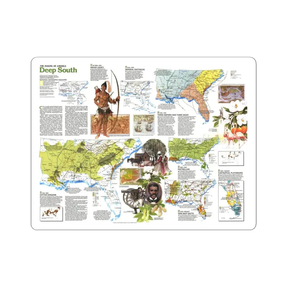 USA - Deep South 2 (1983) (Map) STICKER Vinyl Kiss-Cut Decal 4 Inch White - The Sticker Space