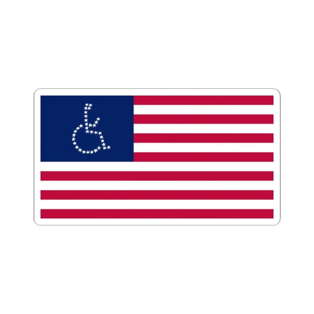 USA Disability Rights Flag (United States) STICKER Vinyl Kiss-Cut Decal 2 Inch White - The Sticker Space