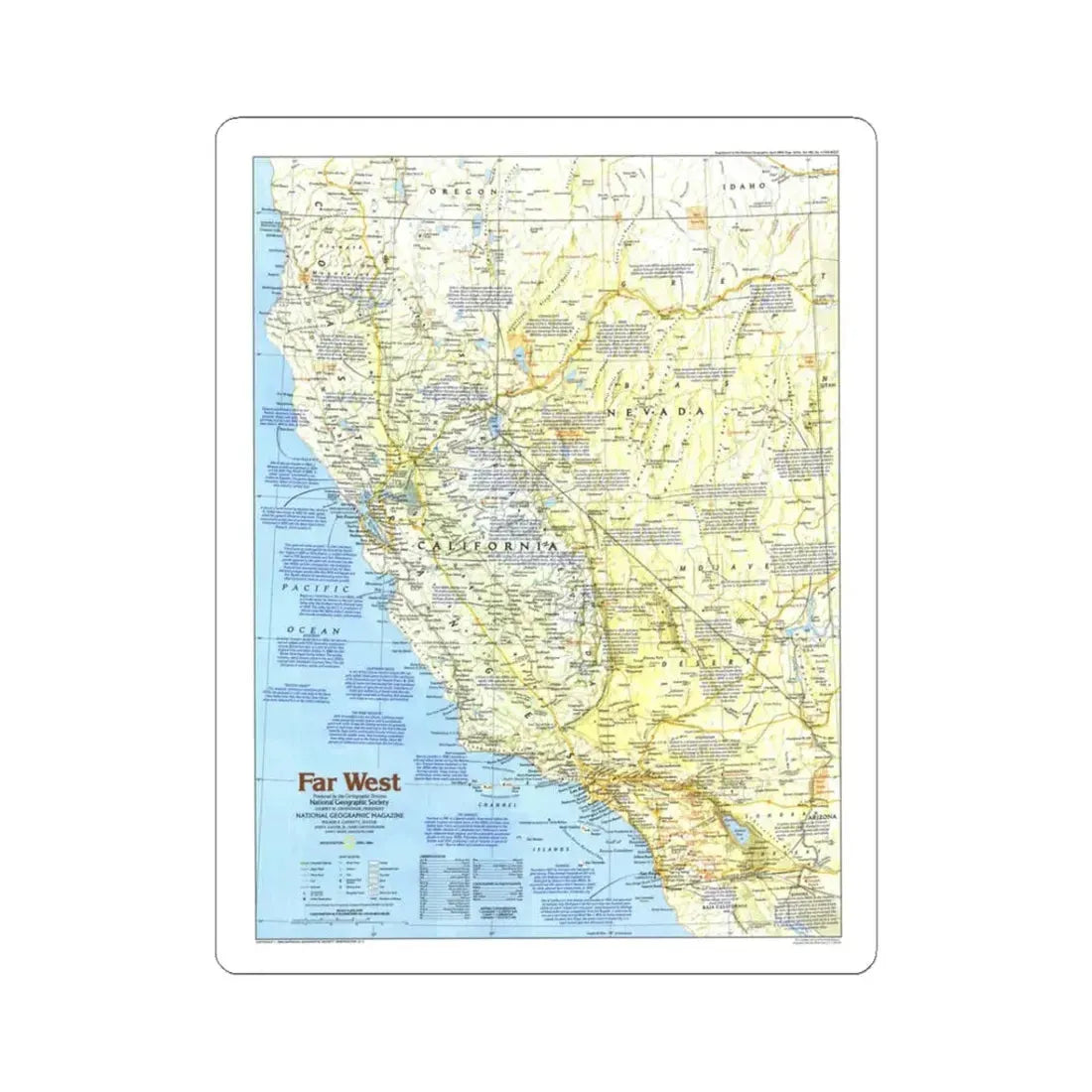 USA - Far West 1 (1984) (Map) STICKER Vinyl Kiss-Cut Decal 3 Inch White - The Sticker Space