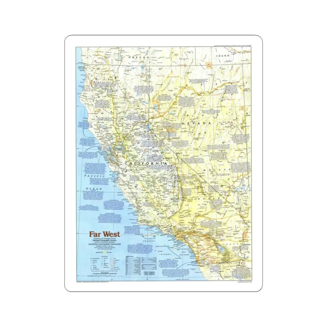 USA - Far West 1 (1984) (Map) STICKER Vinyl Kiss-Cut Decal 4 Inch White - The Sticker Space
