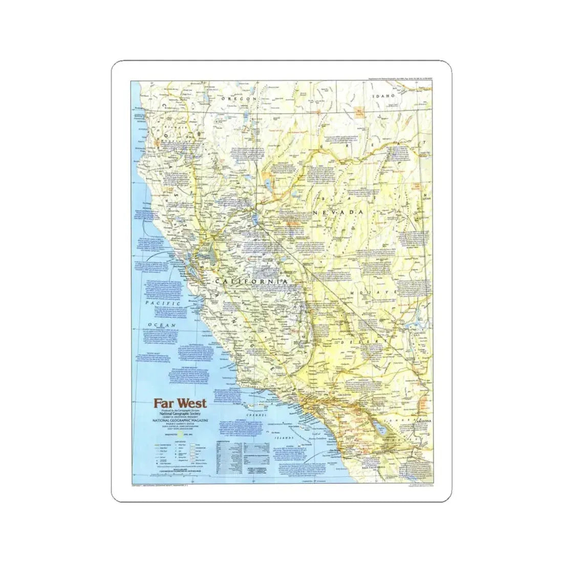 USA - Far West 1 (1984) (Map) STICKER Vinyl Kiss-Cut Decal 6 Inch White - The Sticker Space