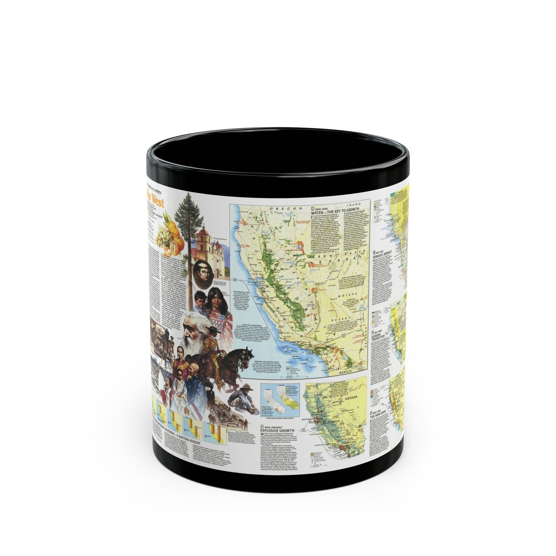 USA - Far West 2 (1984) (Map) Black Coffee Mug-11oz-The Sticker Space