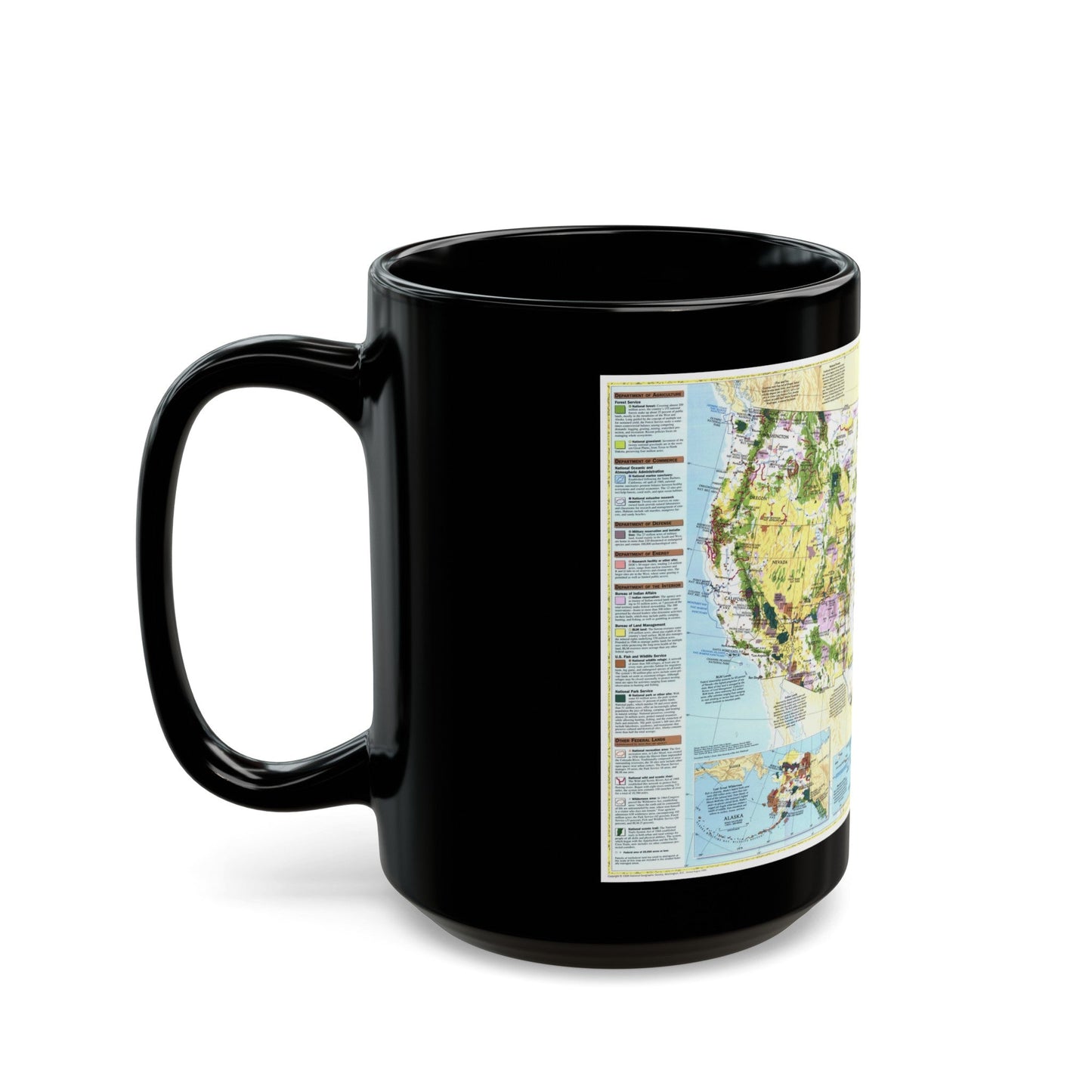 USA - Federal Lands in the Fifty States (1996) (Map) Black Coffee Mug-The Sticker Space