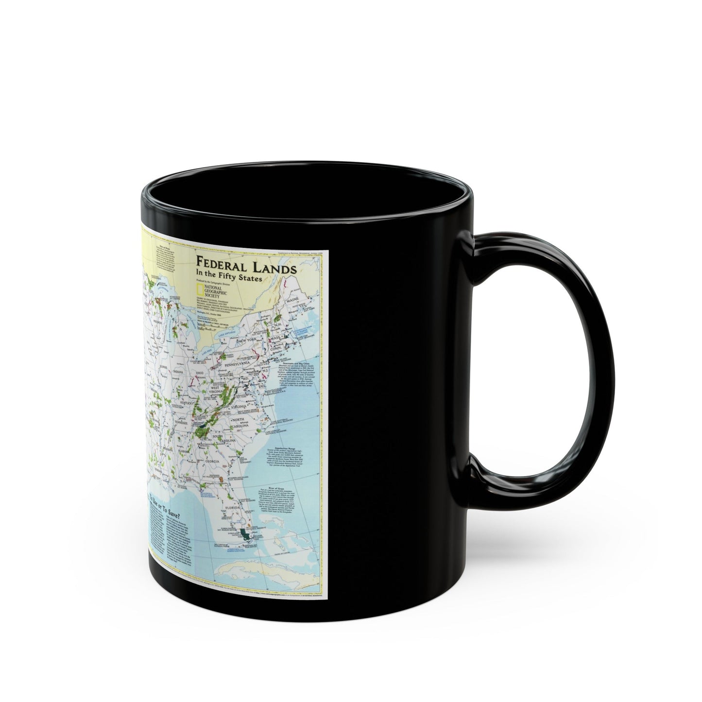 USA - Federal Lands in the Fifty States (1996) (Map) Black Coffee Mug-The Sticker Space