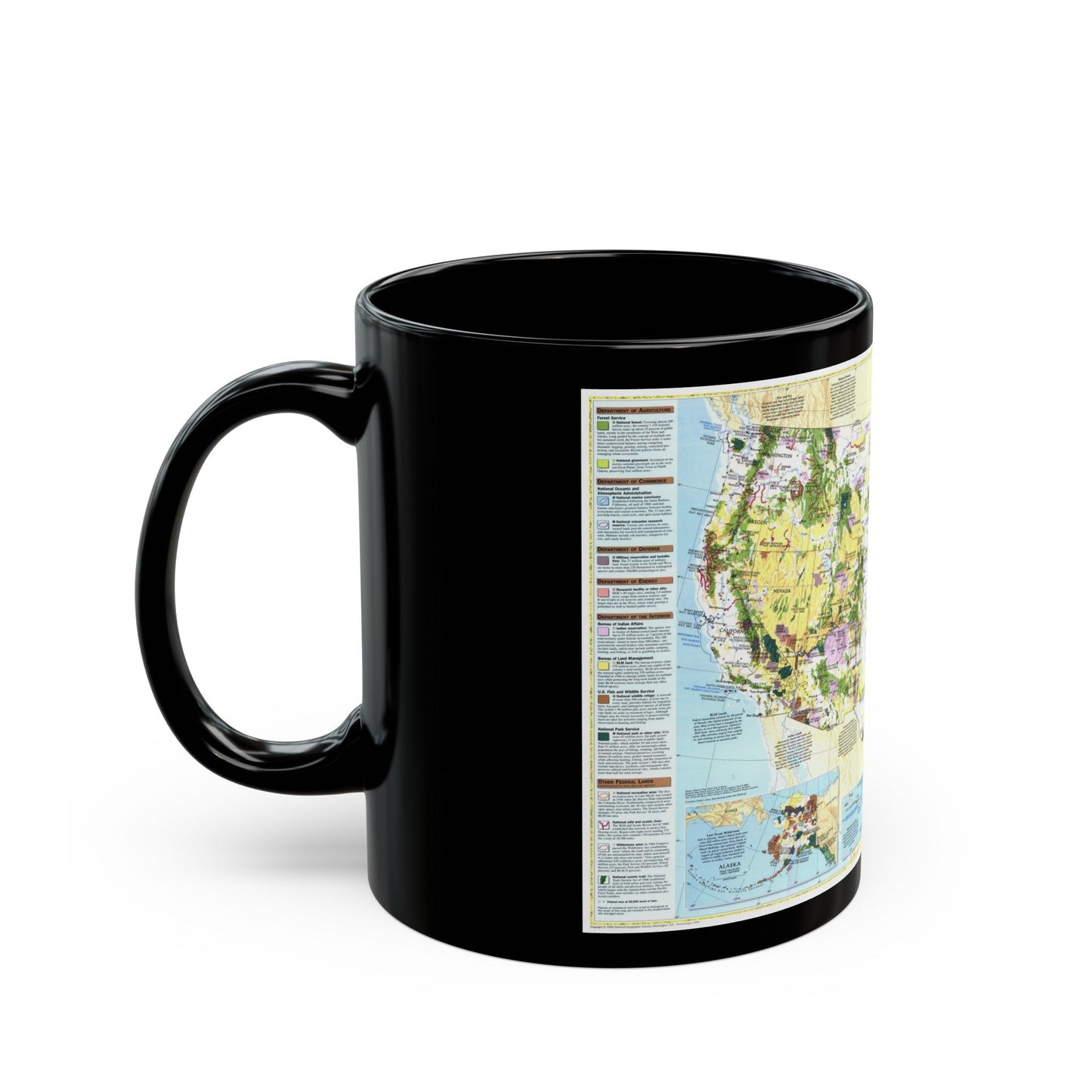 USA - Federal Lands in the Fifty States (1996) (Map) Black Coffee Mug-The Sticker Space