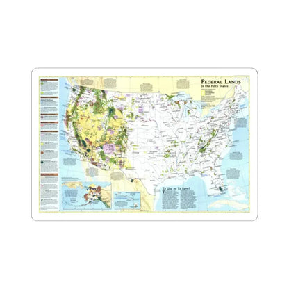 USA - Federal Lands in the Fifty States (1996) (Map) STICKER Vinyl Kiss-Cut Decal 2 Inch White - The Sticker Space